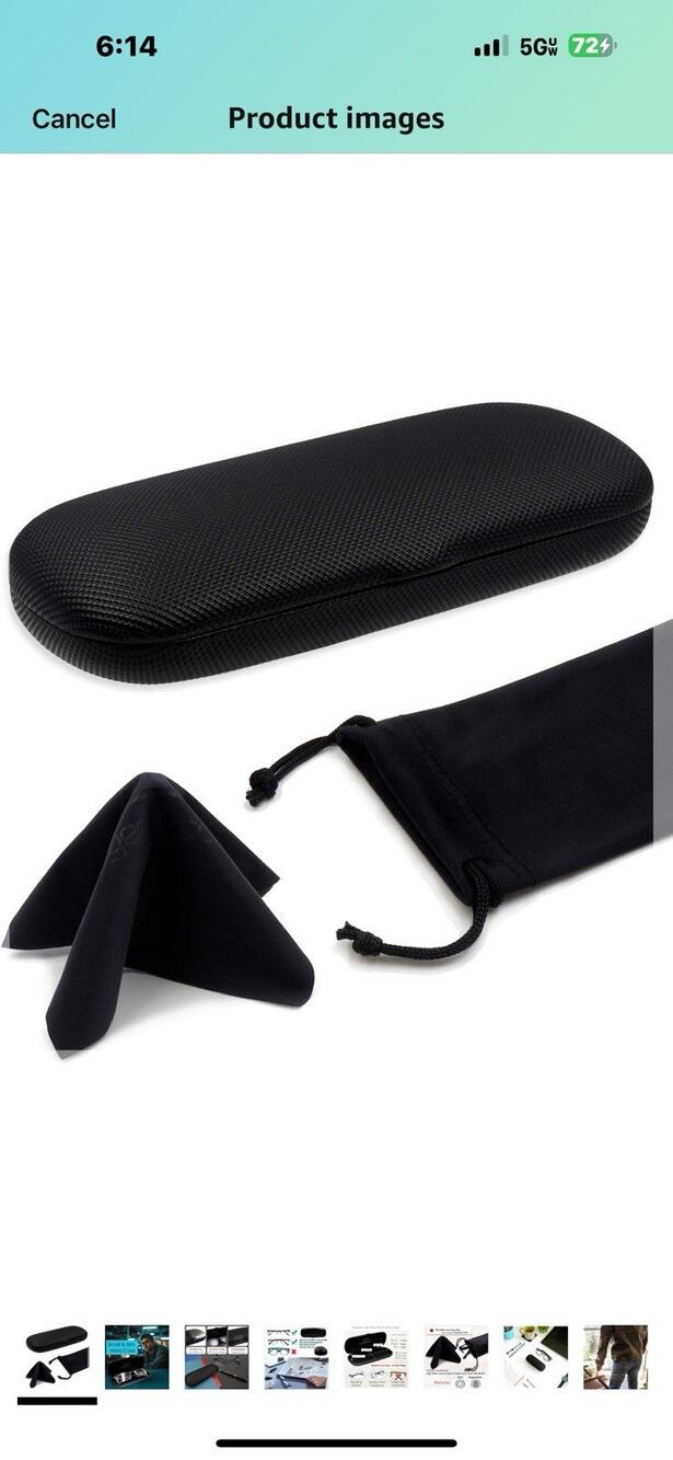 Men Small Glasses case - Eyeglasses Hard Shell Holder Pouch & Rough Black